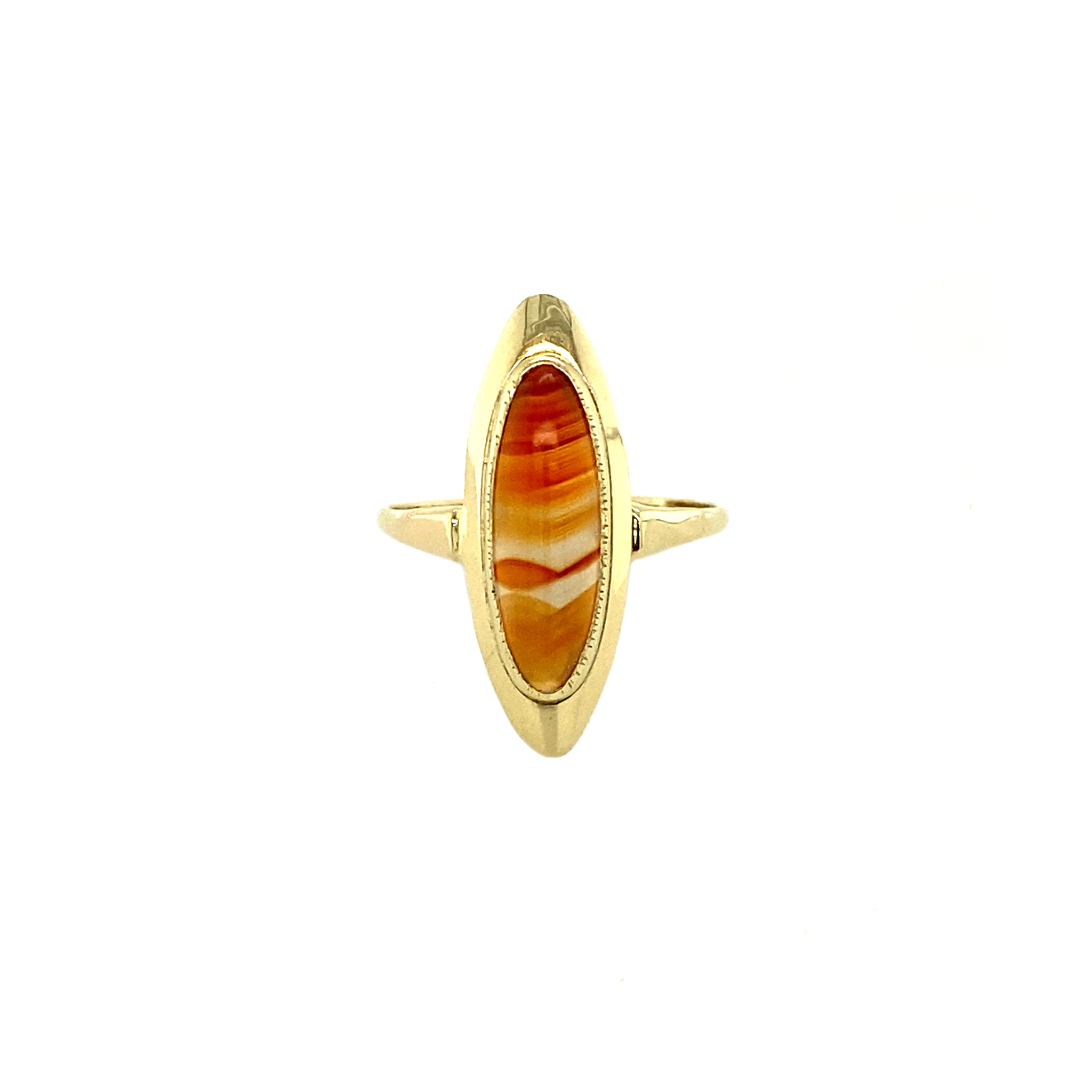 Vintage 14K Gold Ring with Banded Agate